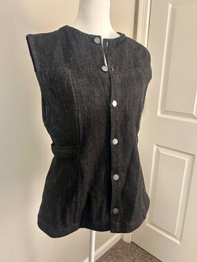 Lauren Manoogian Black and Gray Metallic Denim Vest